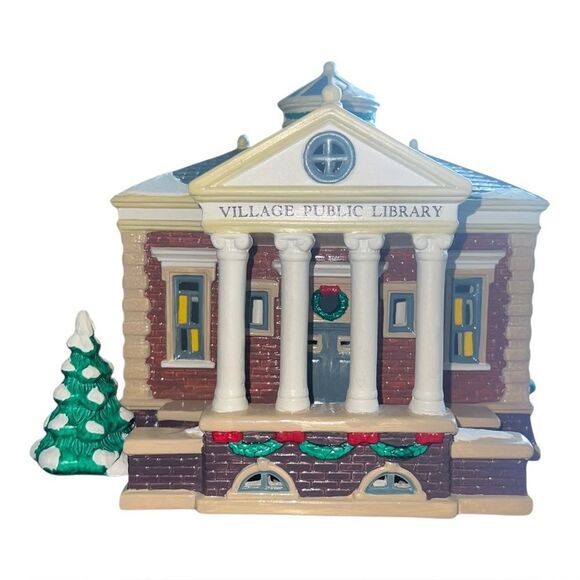 Dept 56 Village Public Library Original Snow Village Lighted 54437 Retired Boxed - Picture 1 of 10